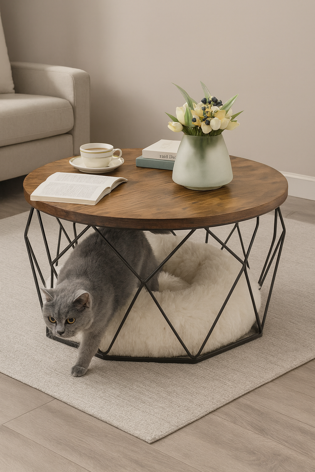 Modern Geometric Coffee Table with Open Frame Design